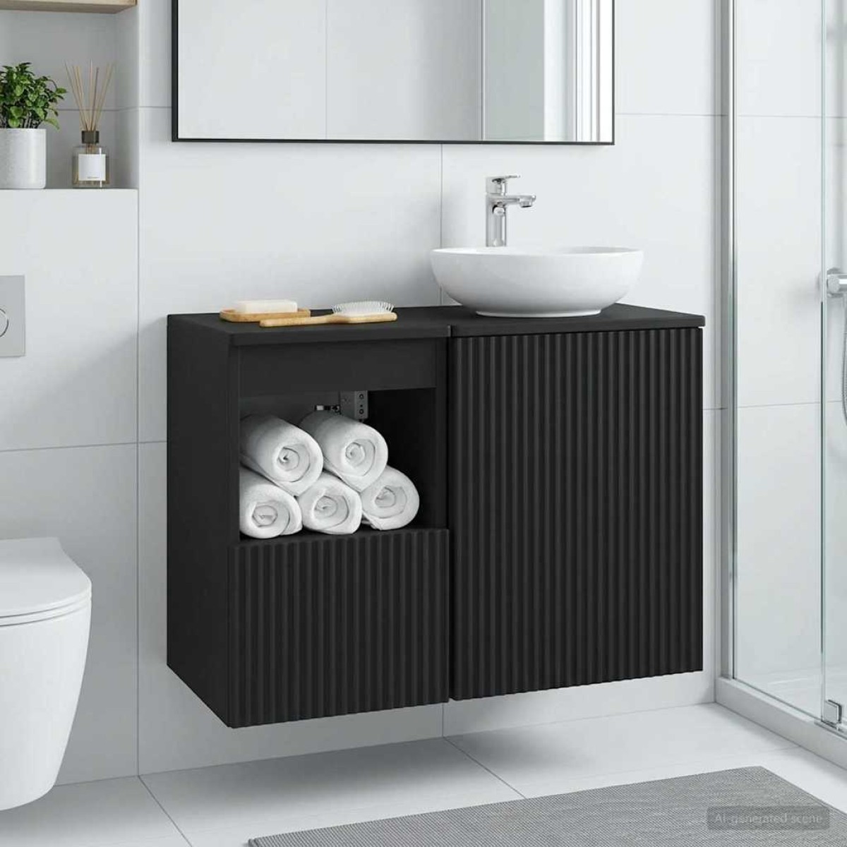 vidaXL Ντουλάπι Μπάνιου Μαύρο 30 x 35 x 50 εκ. Επεξεργασμένο Ξύλο