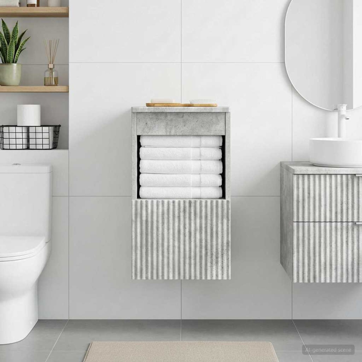 vidaXL Ντουλάπι Μπάνιου Γκρι Σκυροδέματος 30 x 35 x 50 εκ.