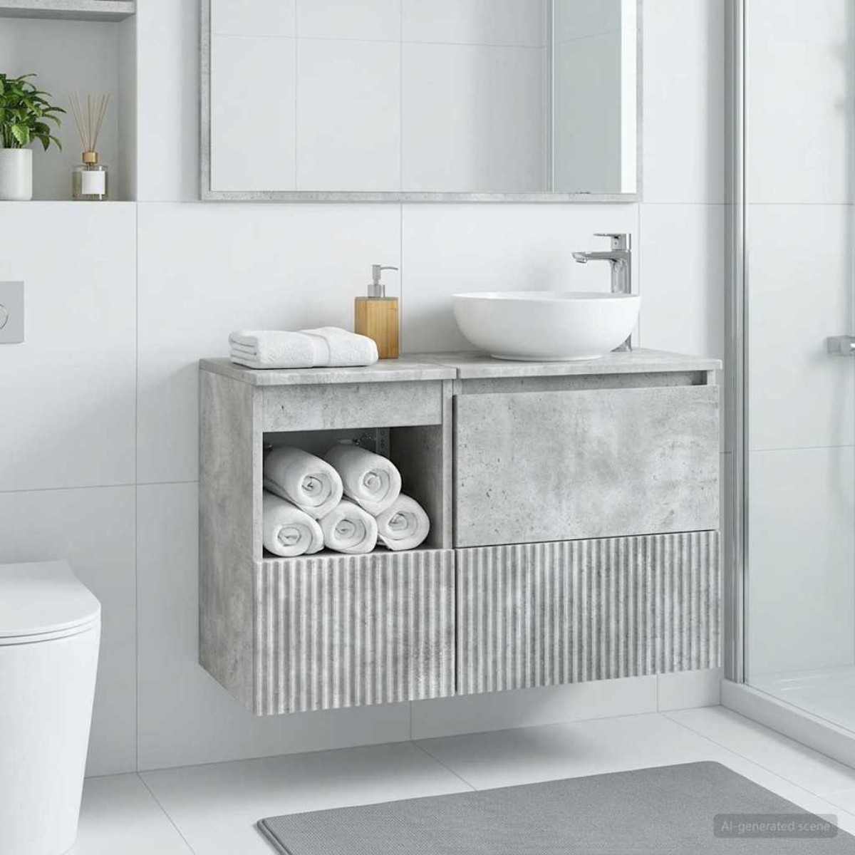 vidaXL Ντουλάπι Μπάνιου Γκρι Σκυροδέματος 30 x 41 x 50 εκ.