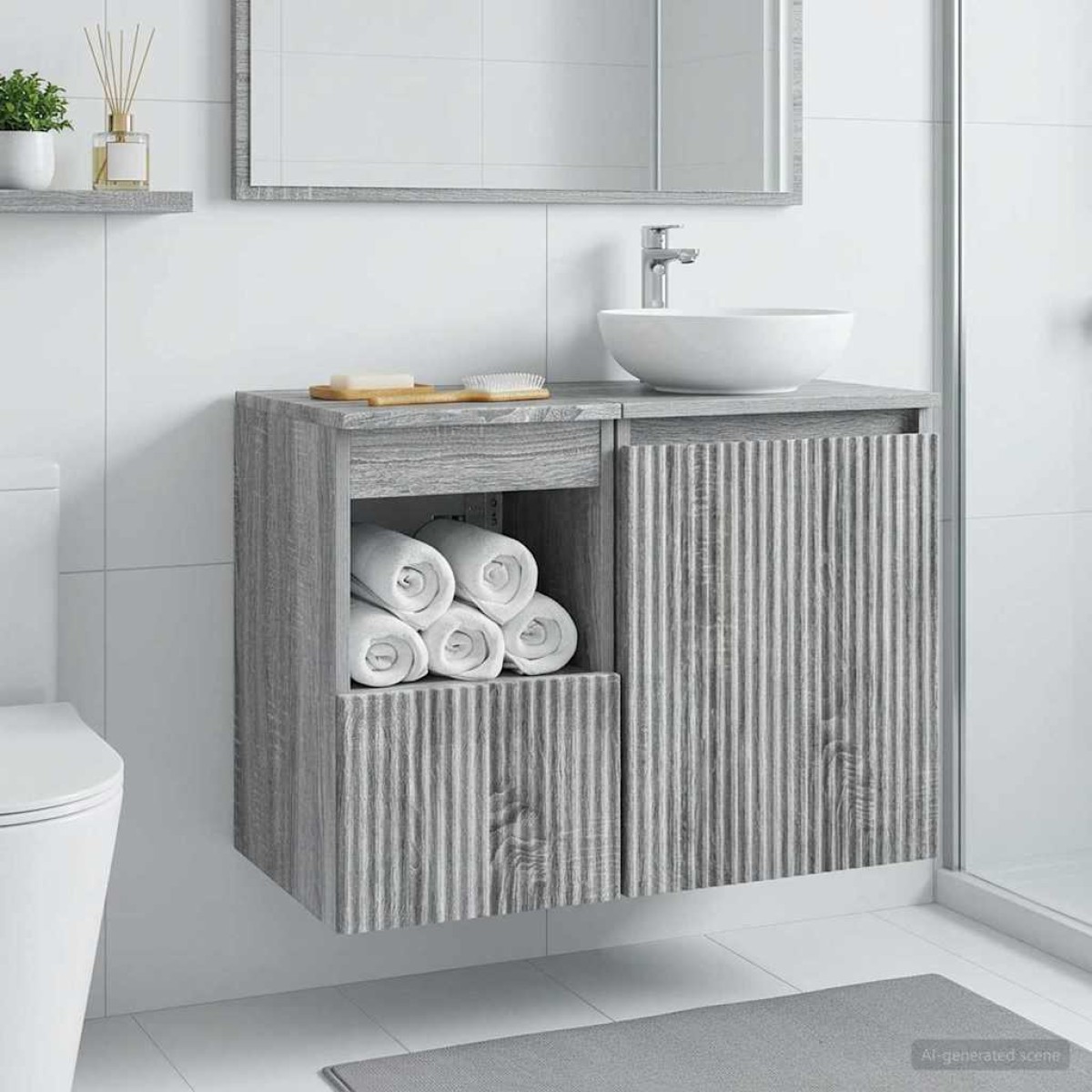 vidaXL Ντουλάπι Μπάνιου Γκρι Sonoma 30 x 41 x 50 εκ.
