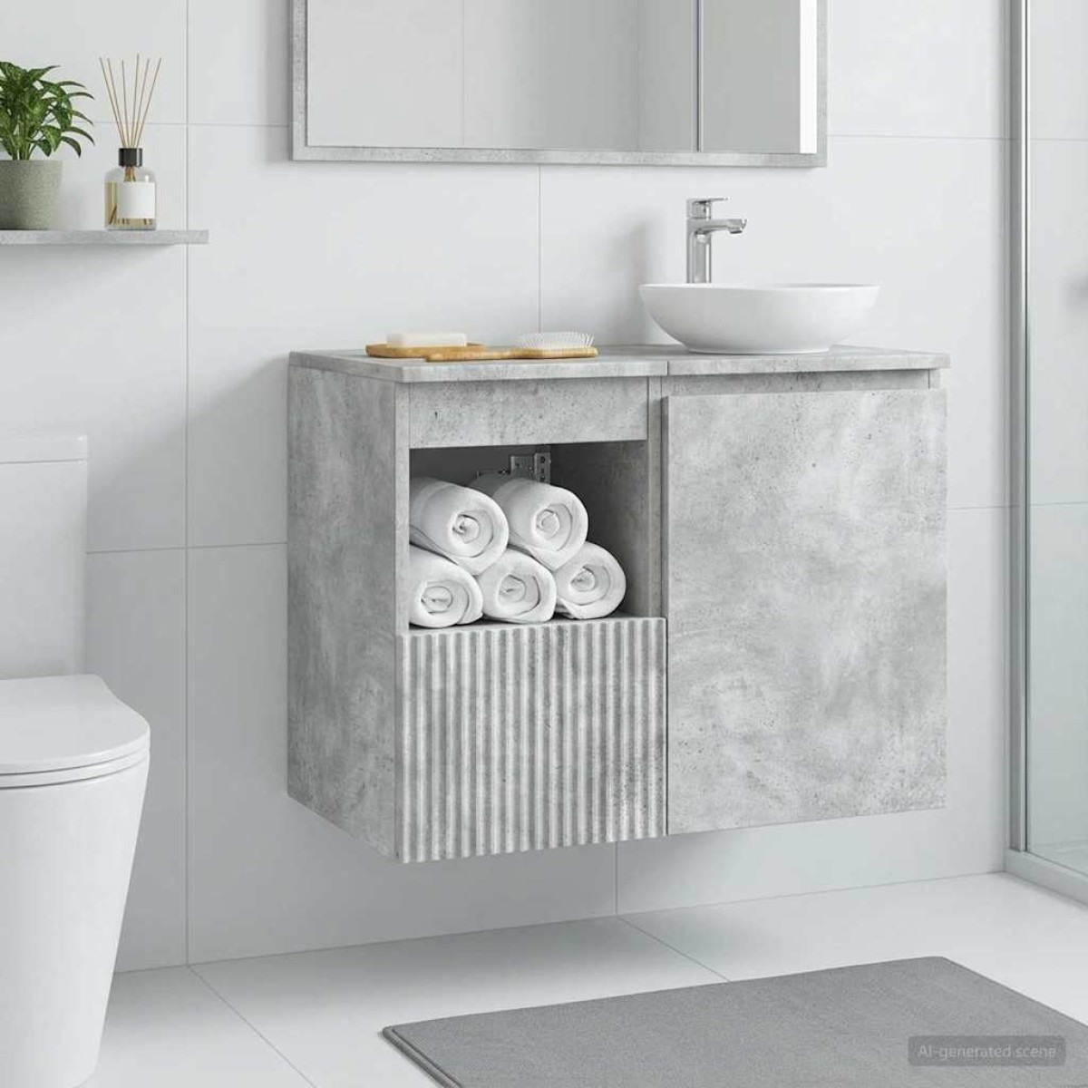 vidaXL Ντουλάπι Μπάνιου Γκρι Σκυροδέματος 30 x 44,5 x 50 εκ.