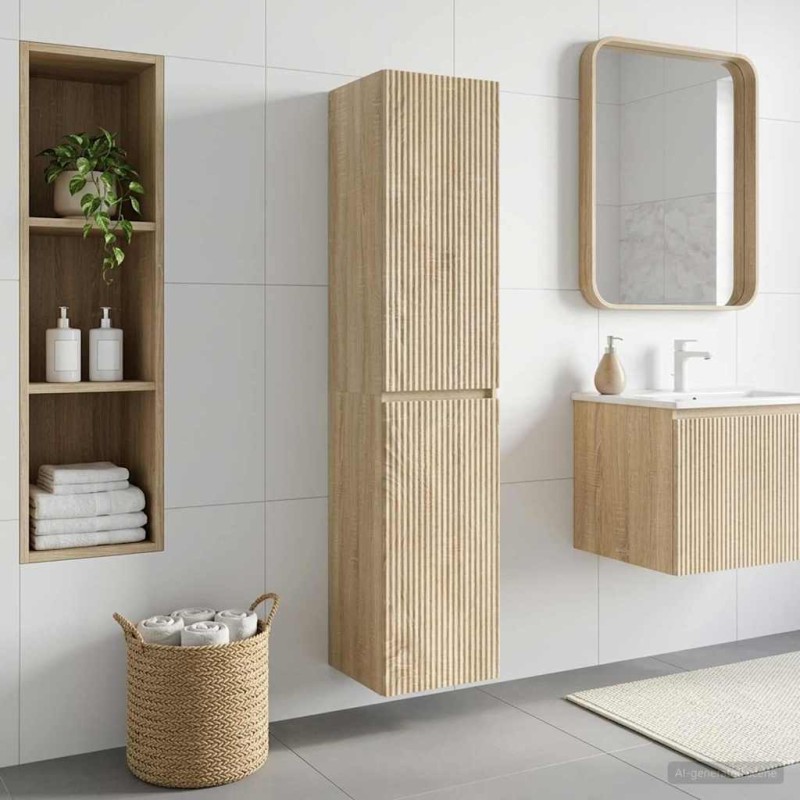 vidaXL Τοίχου Ντουλάπα Μπάνιου Sonoma Δρυς 33 x 34,5 x 160 εκ