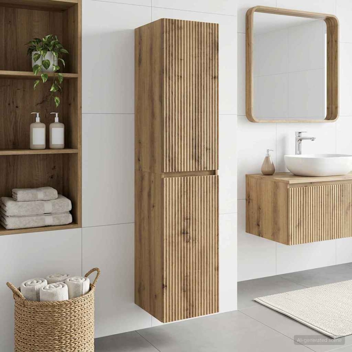 vidaXL Τοίχου Ντουλάπα Μπάνιου Artisan Δρυς 33 x 34,5 x 160 εκ