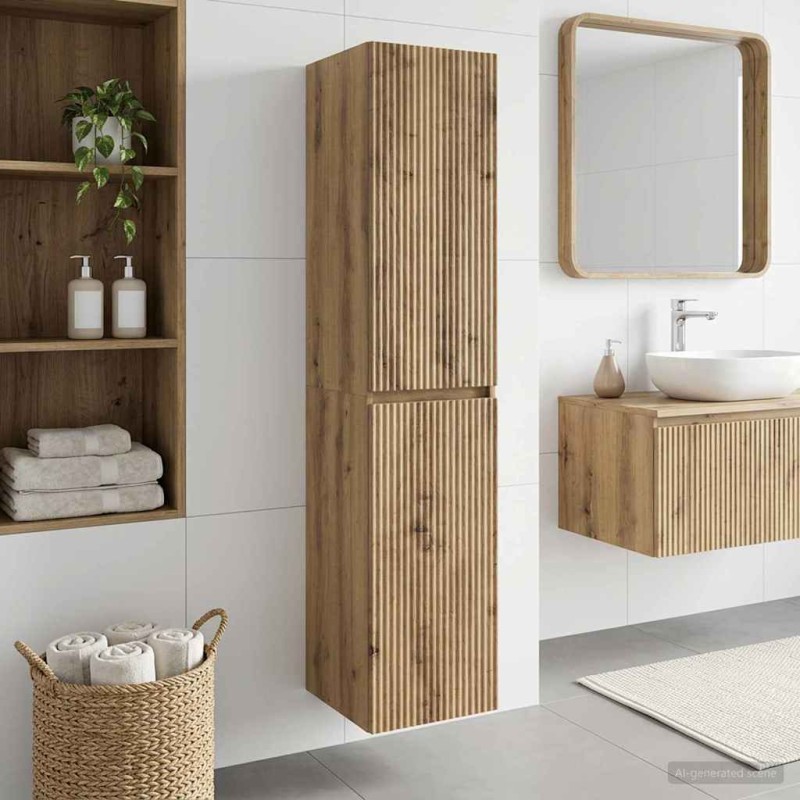 vidaXL Τοίχου Ντουλάπα Μπάνιου Artisan Δρυς 33 x 34,5 x 160 εκ