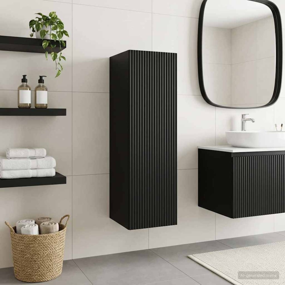 vidaXL Τοίχου Ντουλάπα Μπάνιου Μαύρο 33 x 34,5 x 100 εκ