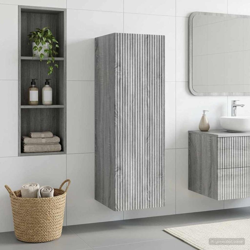 vidaXL Τοίχου Ντουλάπα Μπάνιου Γκρι Sonoma 33 x 34,5 x 100 εκ