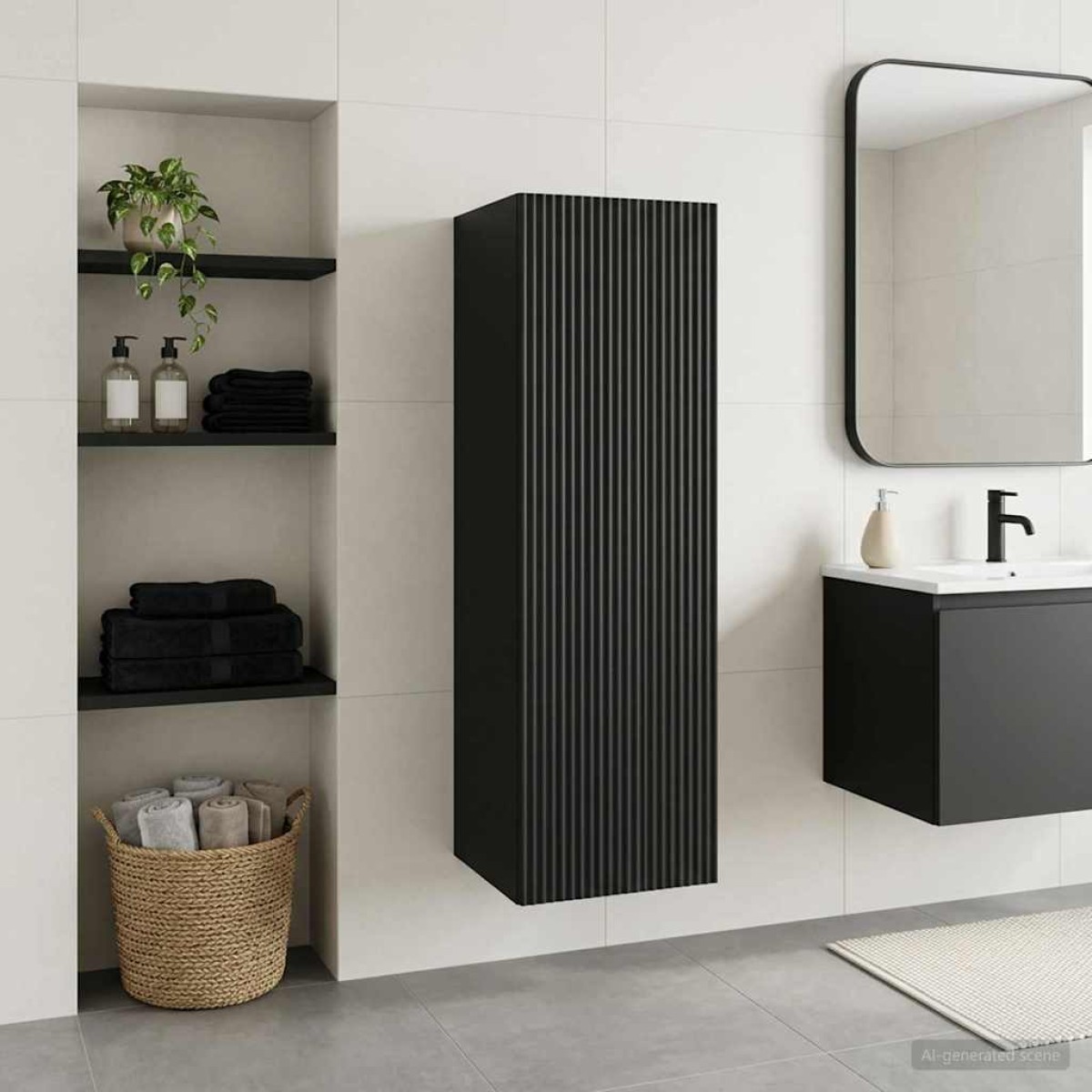 vidaXL Τοίχου Ντουλάπα Μπάνιου Μαύρο 33 x 34,5 x 60 εκ