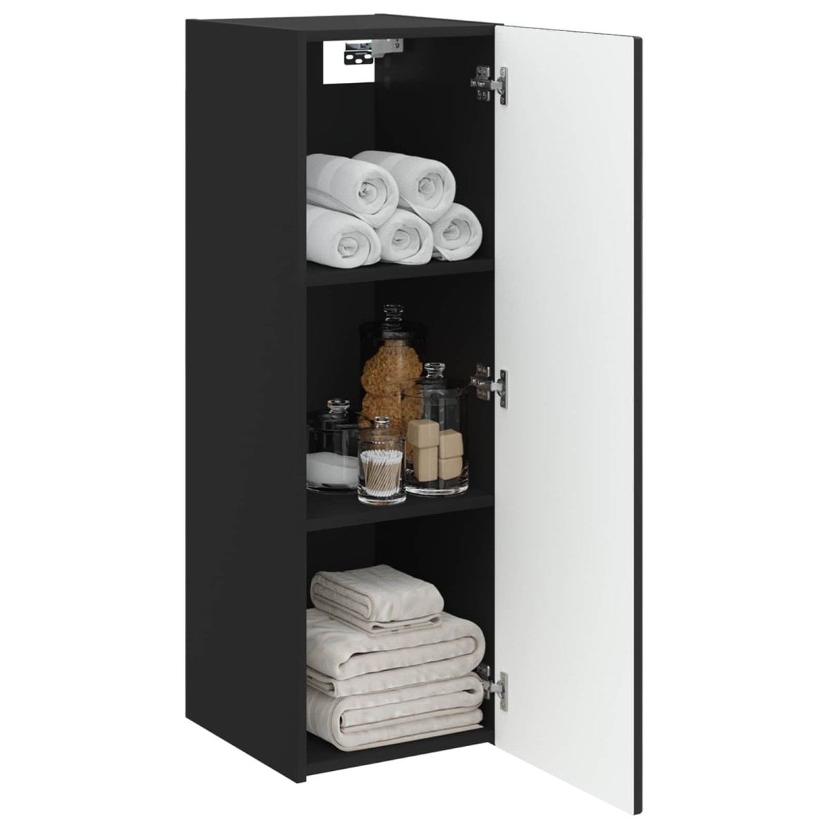 vidaXL Τοίχου Ντουλάπα Μπάνιου Μαύρο 33 x 34,5 x 60 εκ