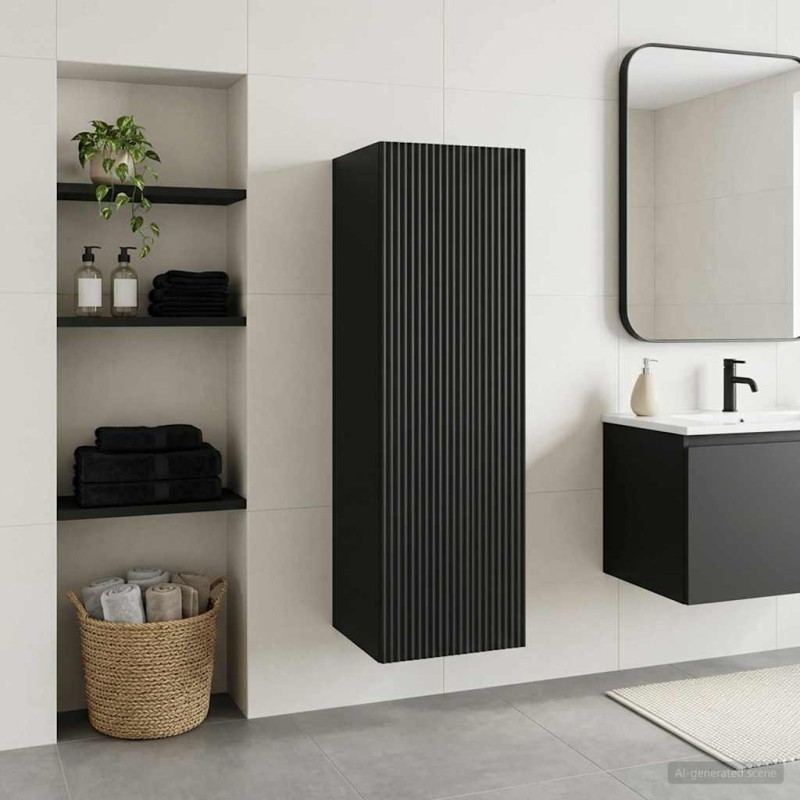 vidaXL Τοίχου Ντουλάπα Μπάνιου Μαύρο 33 x 34,5 x 60 εκ