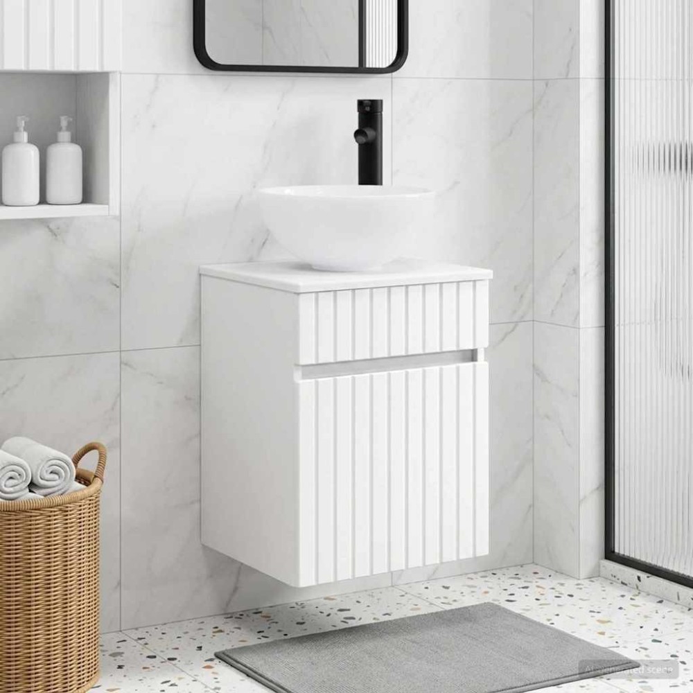 vidaXL Επιτοίχιος νιπτήρας βανίλιας Λευκό 39 x 35 x 63 εκ
