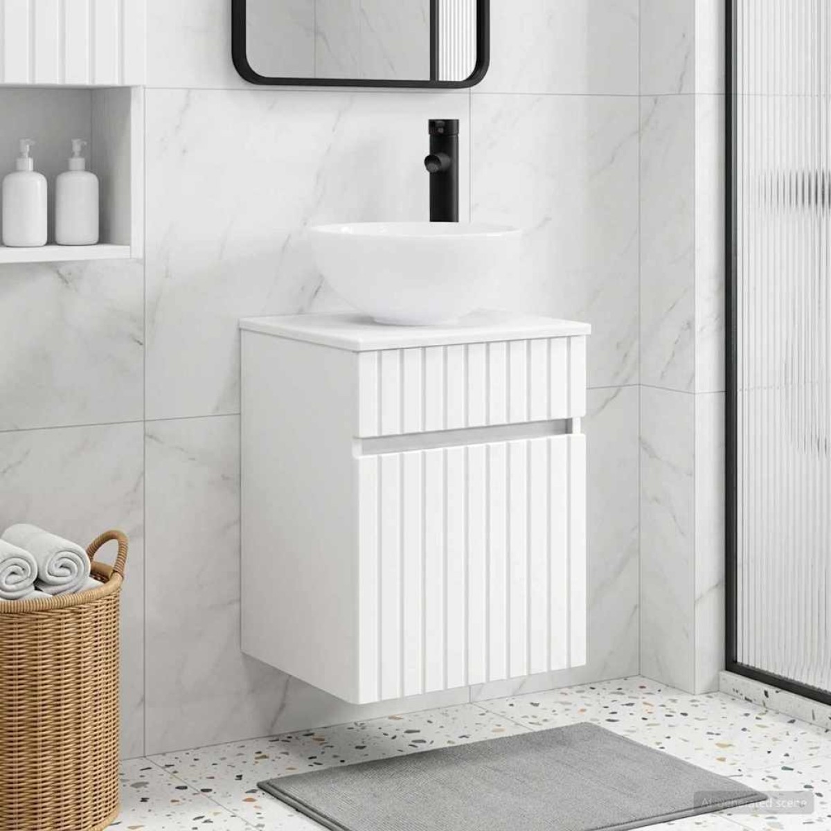vidaXL Επιτοίχιος νιπτήρας βανίλιας Λευκό 39 x 35 x 63 εκ