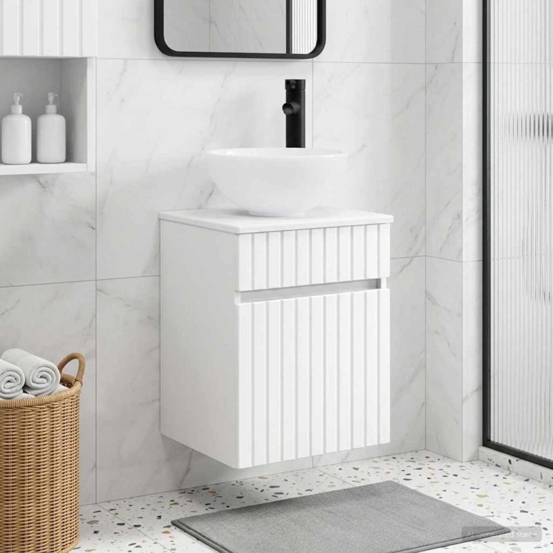 vidaXL Επιτοίχιος νιπτήρας βανίλιας Λευκό 39 x 35 x 63 εκ