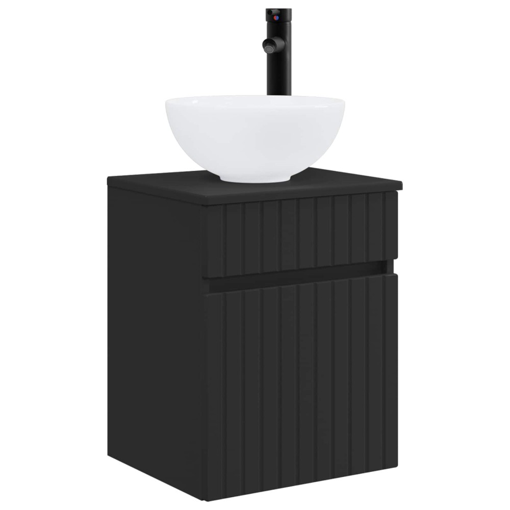 vidaXL Επιτοίχιος νιπτήρας βανίλιας Μαύρο 39 x 35 x 63 εκ