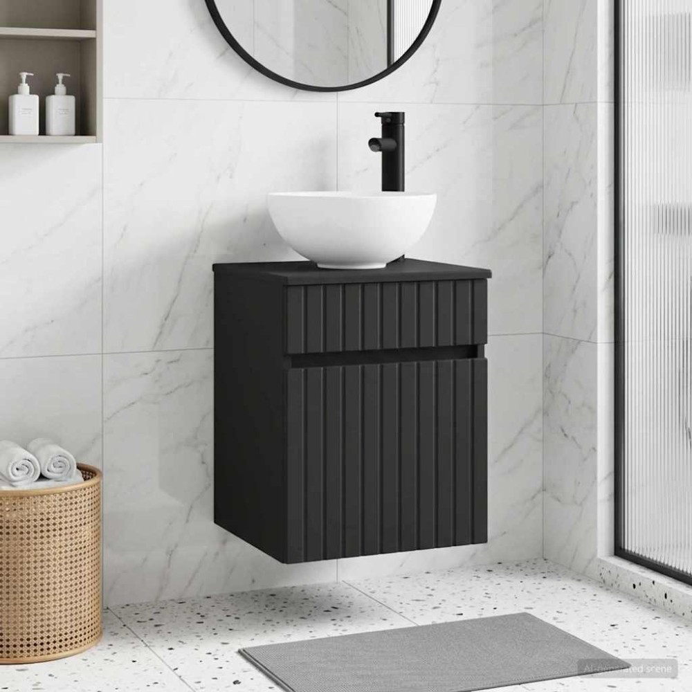 vidaXL Επιτοίχιος νιπτήρας βανίλιας Μαύρο 39 x 35 x 63 εκ