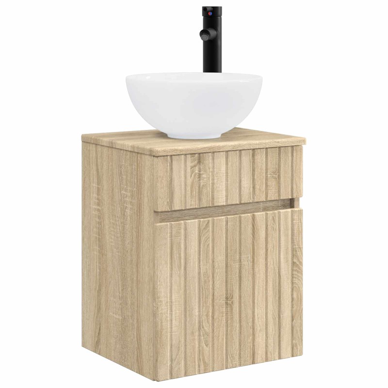 vidaXL Επιτοίχιος νιπτήρας βανίλιας Sonoma Δρυς 39 x 35 x 63 εκ