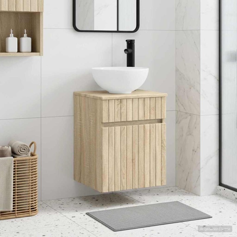 vidaXL Επιτοίχιος νιπτήρας βανίλιας Sonoma Δρυς 39 x 35 x 63 εκ