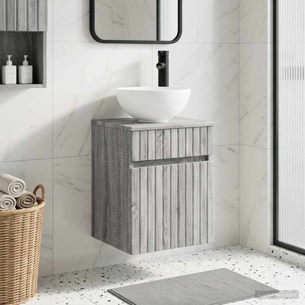 vidaXL Επιτοίχιος νιπτήρας βανίλιας Γκρι Sonoma 39 x 35 x 63 εκ