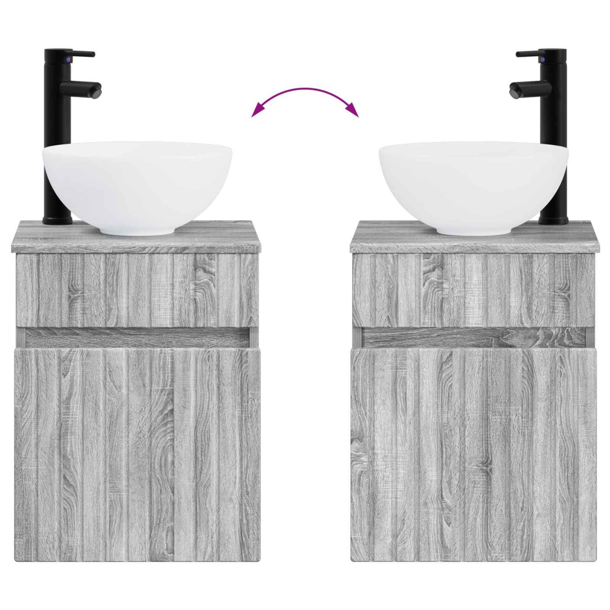 vidaXL Επιτοίχιος νιπτήρας βανίλιας Γκρι Sonoma 39 x 35 x 63 εκ