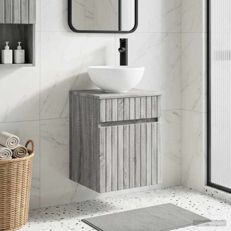 vidaXL Επιτοίχιος νιπτήρας βανίλιας Γκρι Sonoma 39 x 35 x 63 εκ