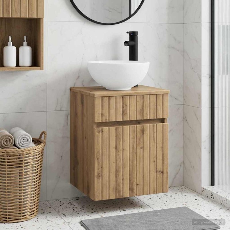 vidaXL Επιτοίχιος νιπτήρας βανίλιας Artisan Δρυς 39 x 35 x 63 εκ