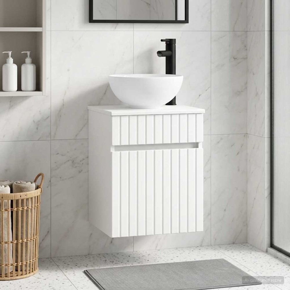 vidaXL Επιτοίχιος νιπτήρας βανίλιας Λευκό 39 x 41 x 64,5 εκ.