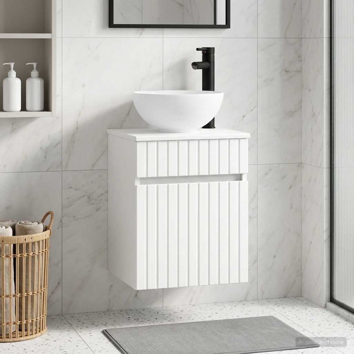 vidaXL Επιτοίχιος νιπτήρας βανίλιας Λευκό 39 x 41 x 64,5 εκ.