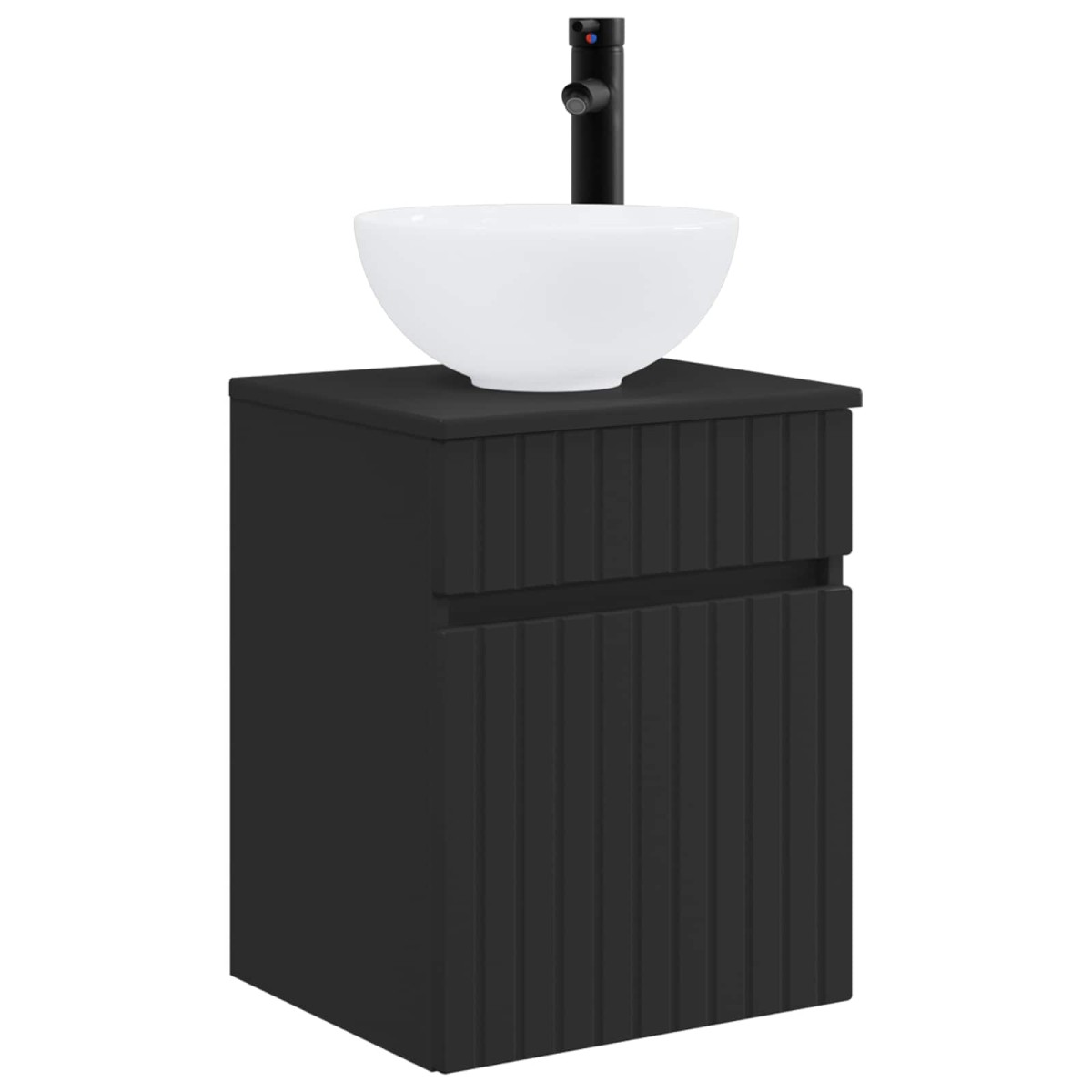 vidaXL Επιτοίχιος νιπτήρας βανίλιας Μαύρο 39 x 41 x 64,5 εκ.