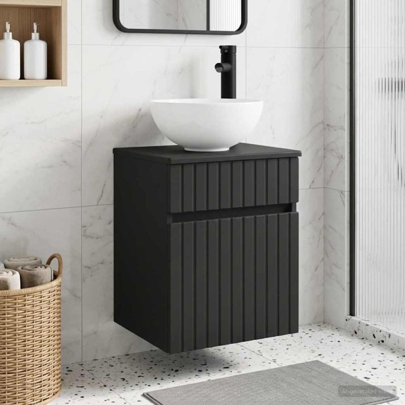 vidaXL Επιτοίχιος νιπτήρας βανίλιας Μαύρο 39 x 41 x 64,5 εκ.