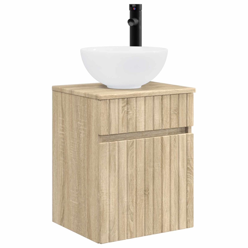 vidaXL Επιτοίχιος νιπτήρας βανίλιας Sonoma Δρυς 39 x 41 x 64,5 εκ.