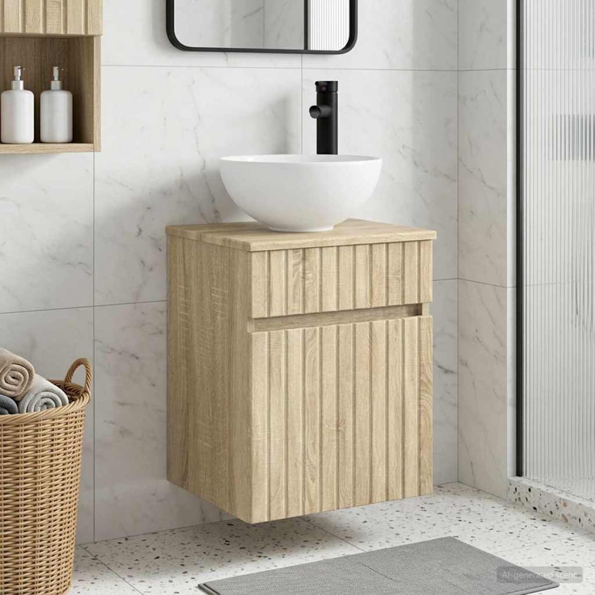 vidaXL Επιτοίχιος νιπτήρας βανίλιας Sonoma Δρυς 39 x 41 x 64,5 εκ.