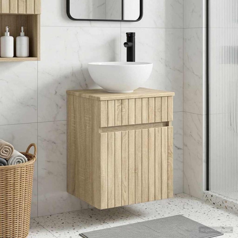 vidaXL Επιτοίχιος νιπτήρας βανίλιας Sonoma Δρυς 39 x 41 x 64,5 εκ.