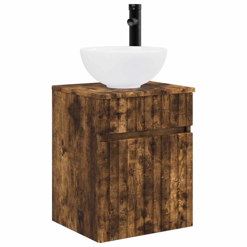 vidaXL Επιτοίχιος νιπτήρας βανίλιας Καπνισμένο Ξύλο Δρυός