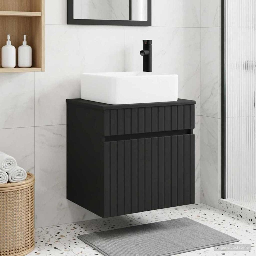 vidaXL Επιτοίχιος νιπτήρας βανίλιας Μαύρο 49 x 41 x 63 εκ.