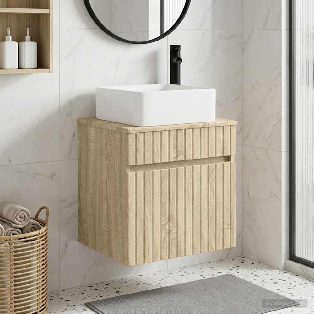 vidaXL Επιτοίχιος νιπτήρας βανίλιας Sonoma Δρυς 49 x 41 x 63 εκ.