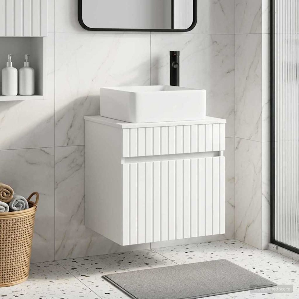 vidaXL Επιτοίχιος νιπτήρας βανίλιας Γυαλιστερό Λευκό 49 x 41 x 63 εκ.
