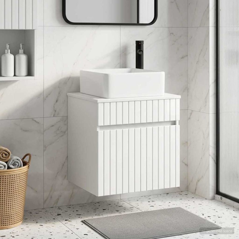 vidaXL Επιτοίχιος νιπτήρας βανίλιας Γυαλιστερό Λευκό 49 x 41 x 63 εκ.