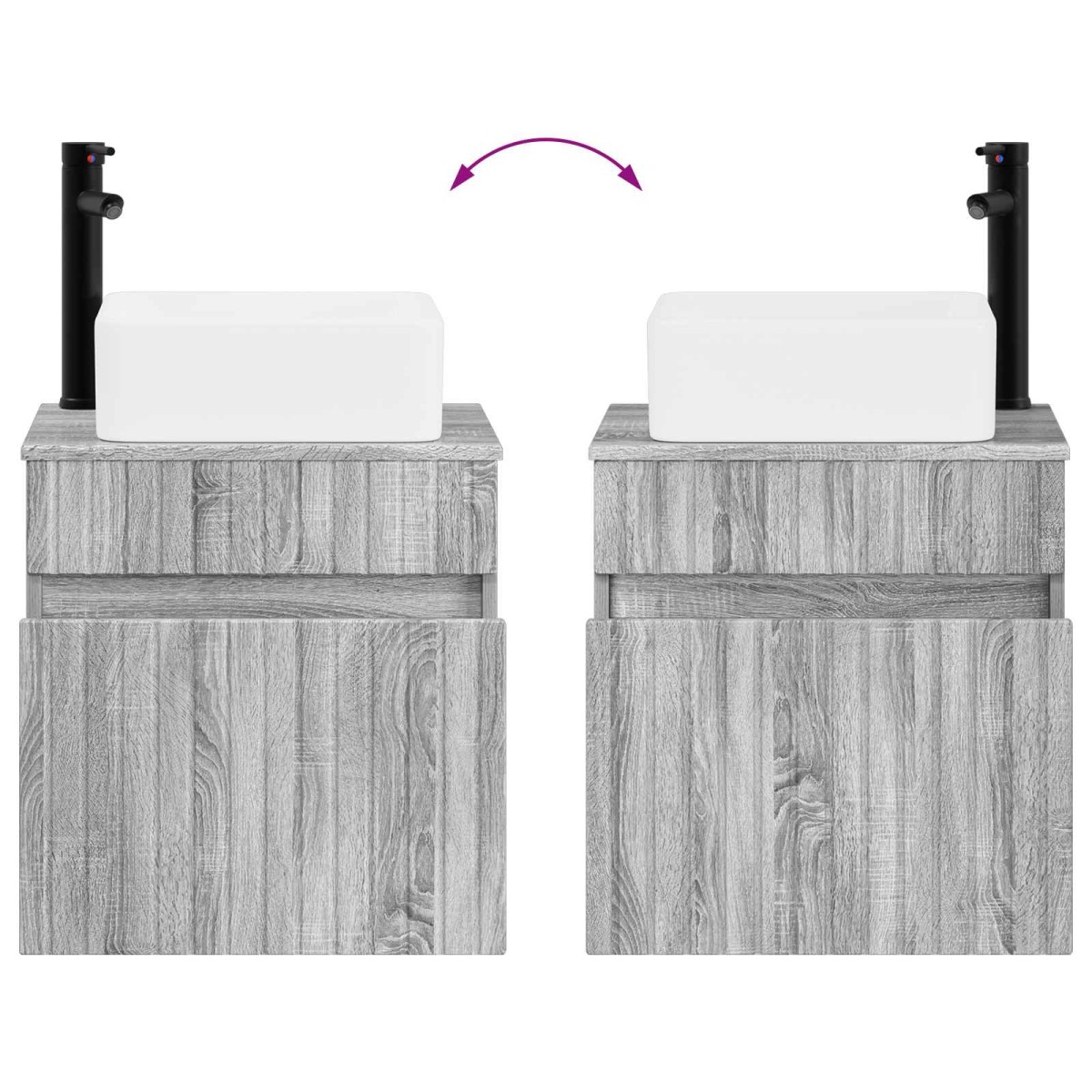 vidaXL Επιτοίχιος νιπτήρας βανίλιας Γκρι Sonoma 49 x 41 x 63 εκ.