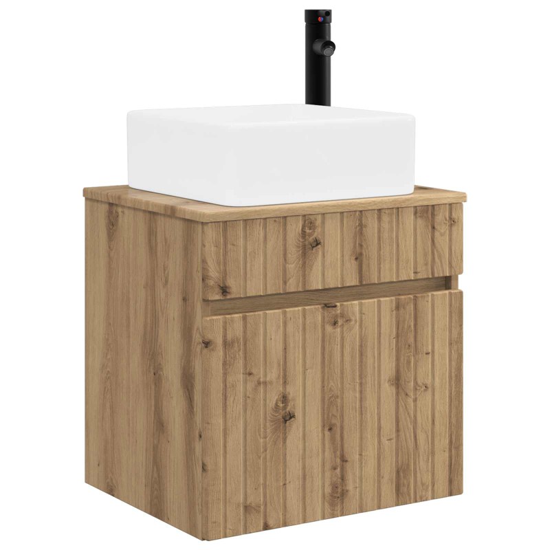 vidaXL Επιτοίχιος νιπτήρας βανίλιας Artisan Δρυς 49 x 41 x 63 εκ.