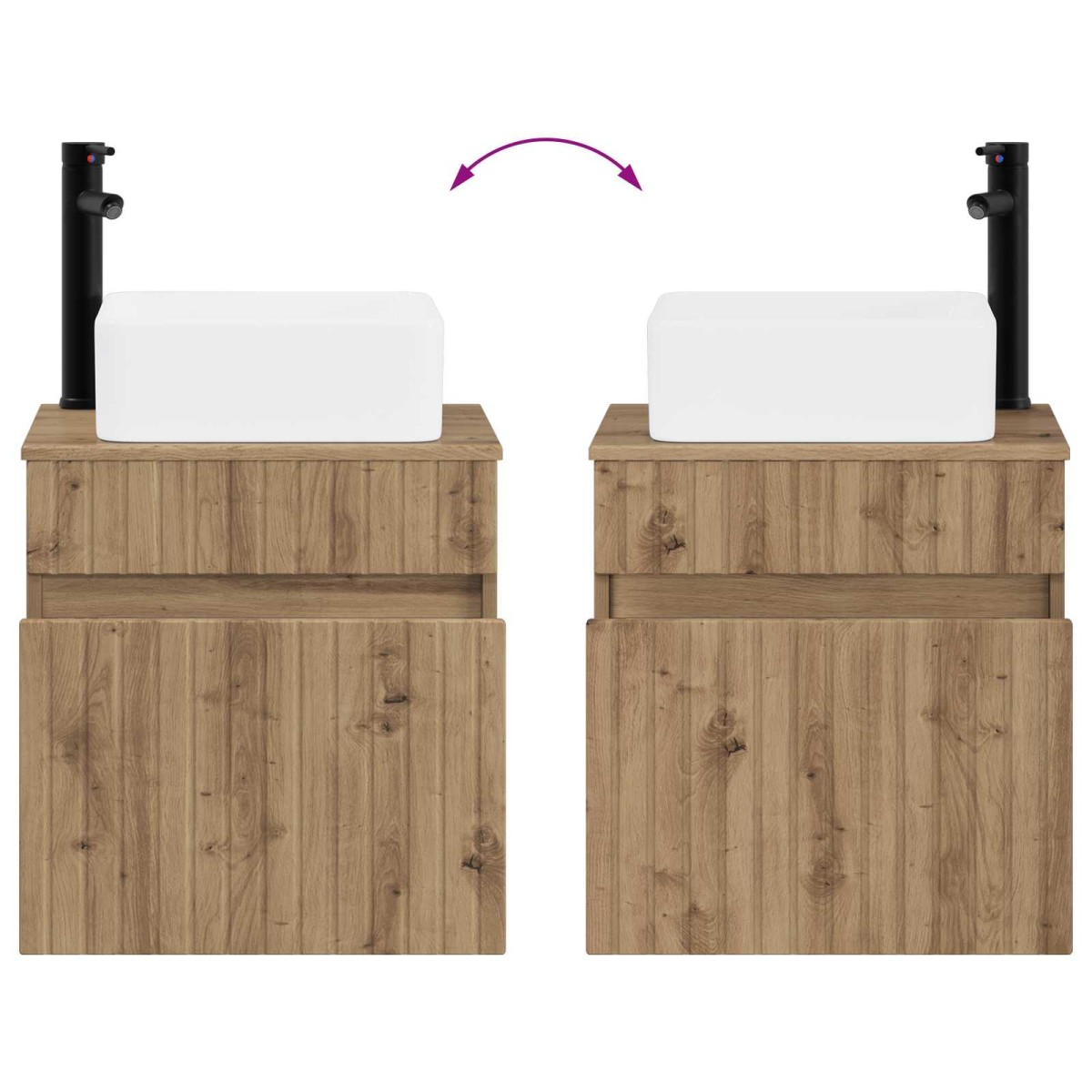 vidaXL Επιτοίχιος νιπτήρας βανίλιας Artisan Δρυς 49 x 41 x 63 εκ.