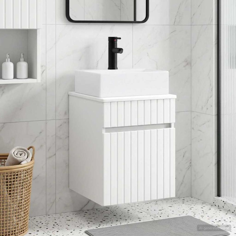 vidaXL Νιπτήρας Τοίχου Λευκό 39 x 41 x 62,5 εκ Επεξεργασμένο Ξύλο