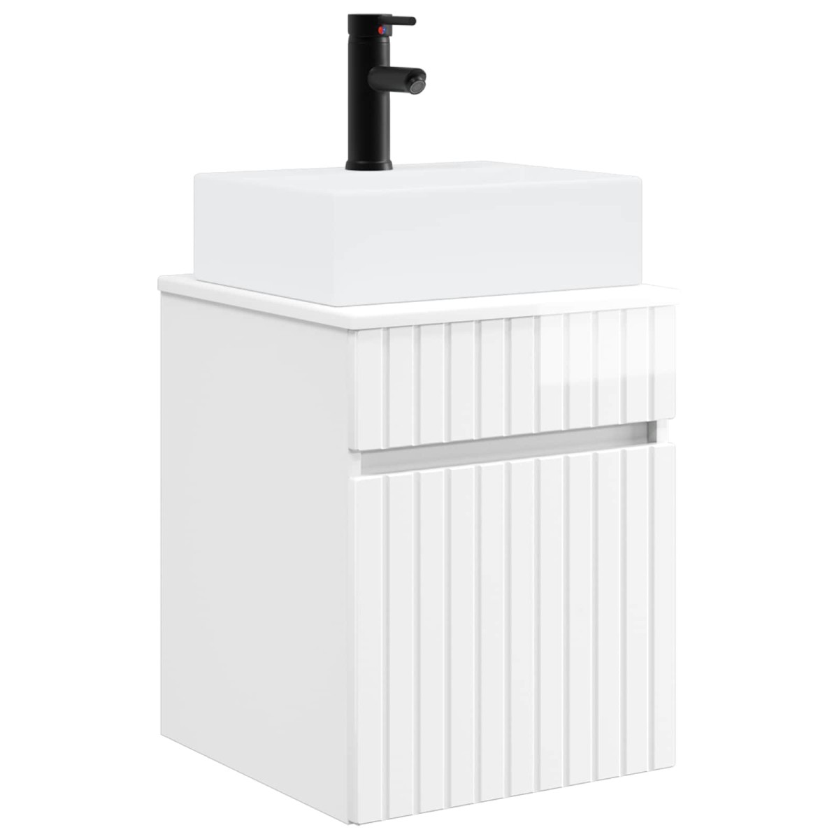 vidaXL Νιπτήρας Τοίχου Γυαλιστερό Λευκό 39 x 41 x 62,5 εκ