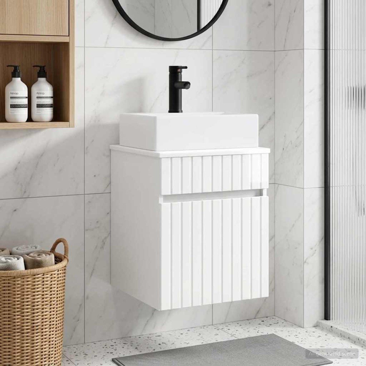 vidaXL Νιπτήρας Τοίχου Γυαλιστερό Λευκό 39 x 41 x 62,5 εκ