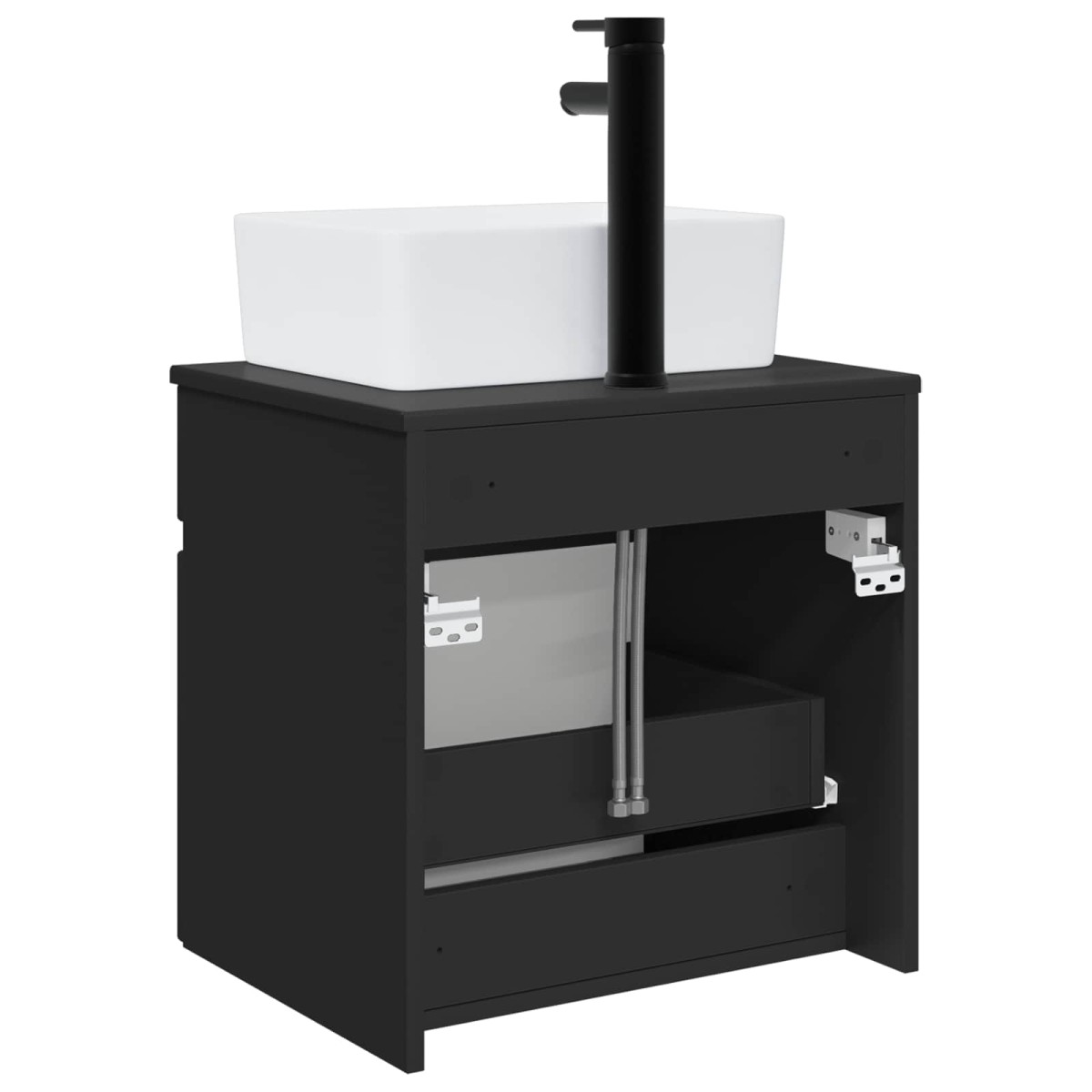 vidaXL Επιτοίχιος νιπτήρας βανίλιας Μαύρο 49 x 41 x 63 εκ.