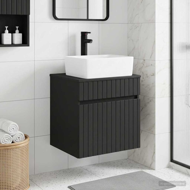 vidaXL Επιτοίχιος νιπτήρας βανίλιας Μαύρο 49 x 41 x 63 εκ.
