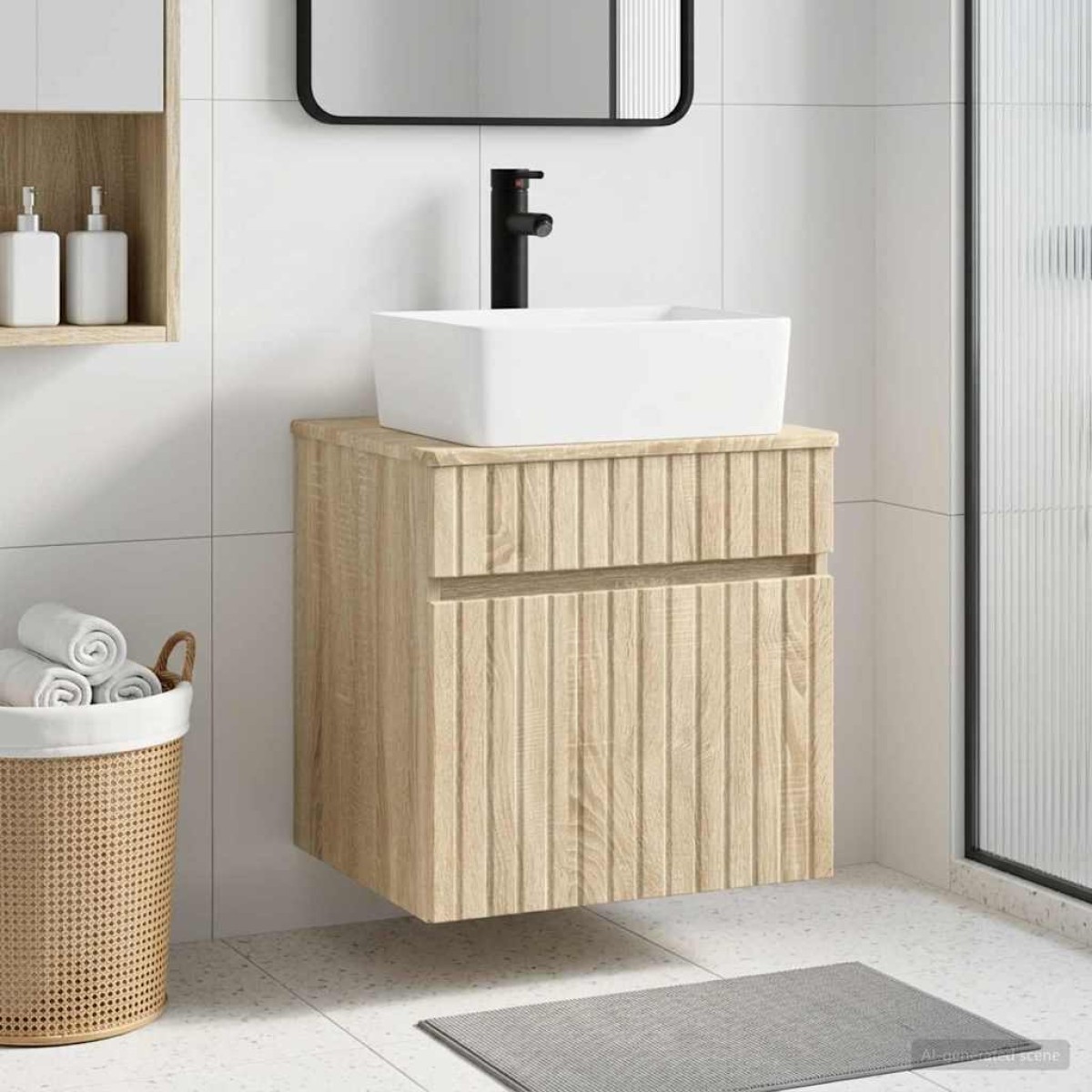 vidaXL Επιτοίχιος νιπτήρας βανίλιας Sonoma Δρυς 49 x 41 x 63 εκ.
