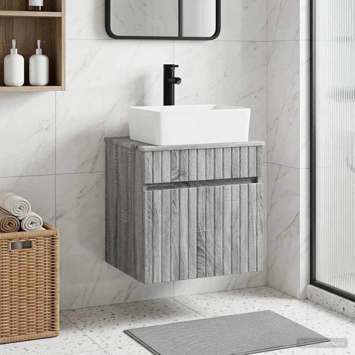 vidaXL Επιτοίχιος νιπτήρας βανίλιας Γκρι Sonoma 49 x 41 x 63 εκ.