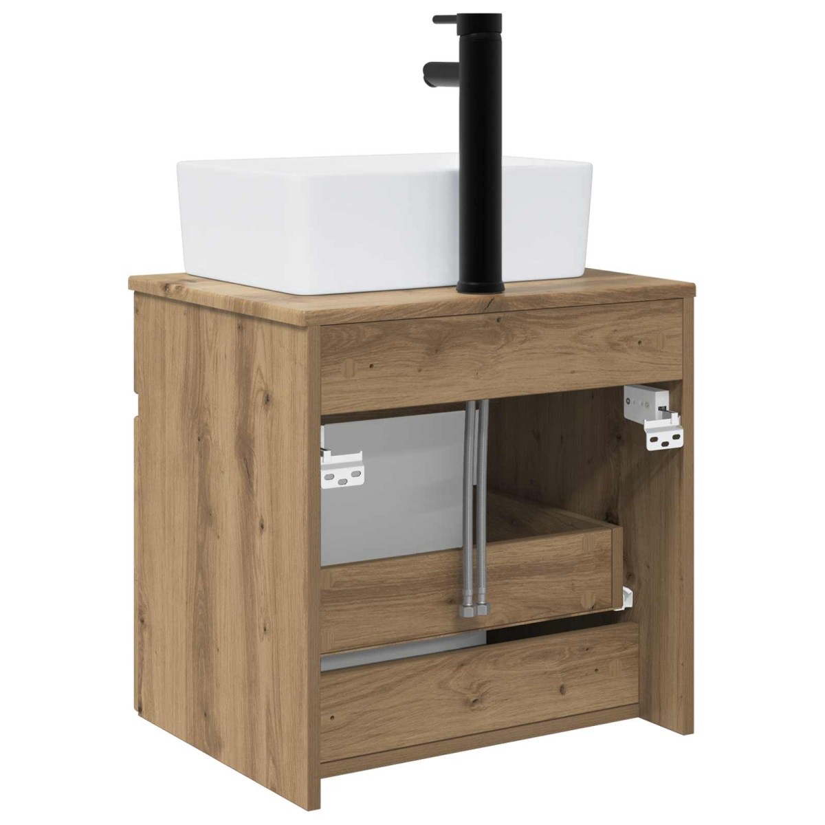 vidaXL Επιτοίχιος νιπτήρας βανίλιας Artisan Δρυς 49 x 41 x 63 εκ.