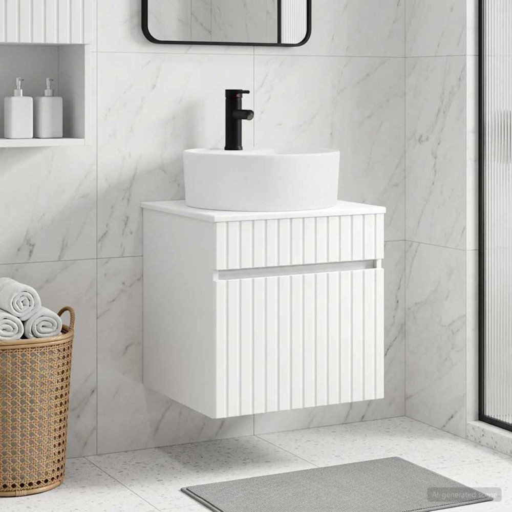 vidaXL Επιτοίχιος νιπτήρας βανίλιας Λευκό 49 x 44,5 x 65 εκ