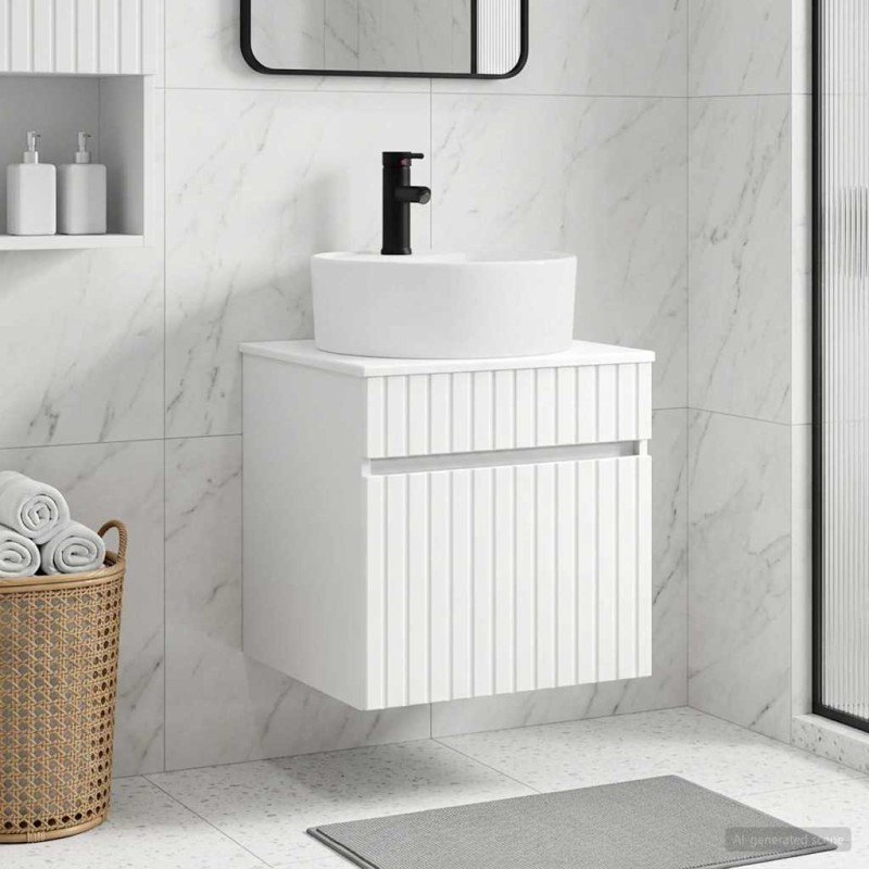 vidaXL Επιτοίχιος νιπτήρας βανίλιας Λευκό 49 x 44,5 x 65 εκ