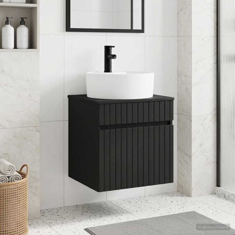 vidaXL Επιτοίχιος νιπτήρας βανίλιας Μαύρο 49 x 44,5 x 65 εκ